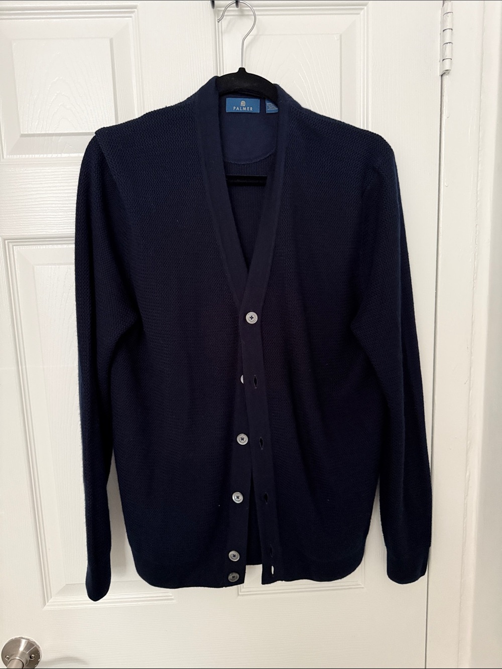 Men's AD Palmer Medium Navy Button-Front Cardigan Sweater